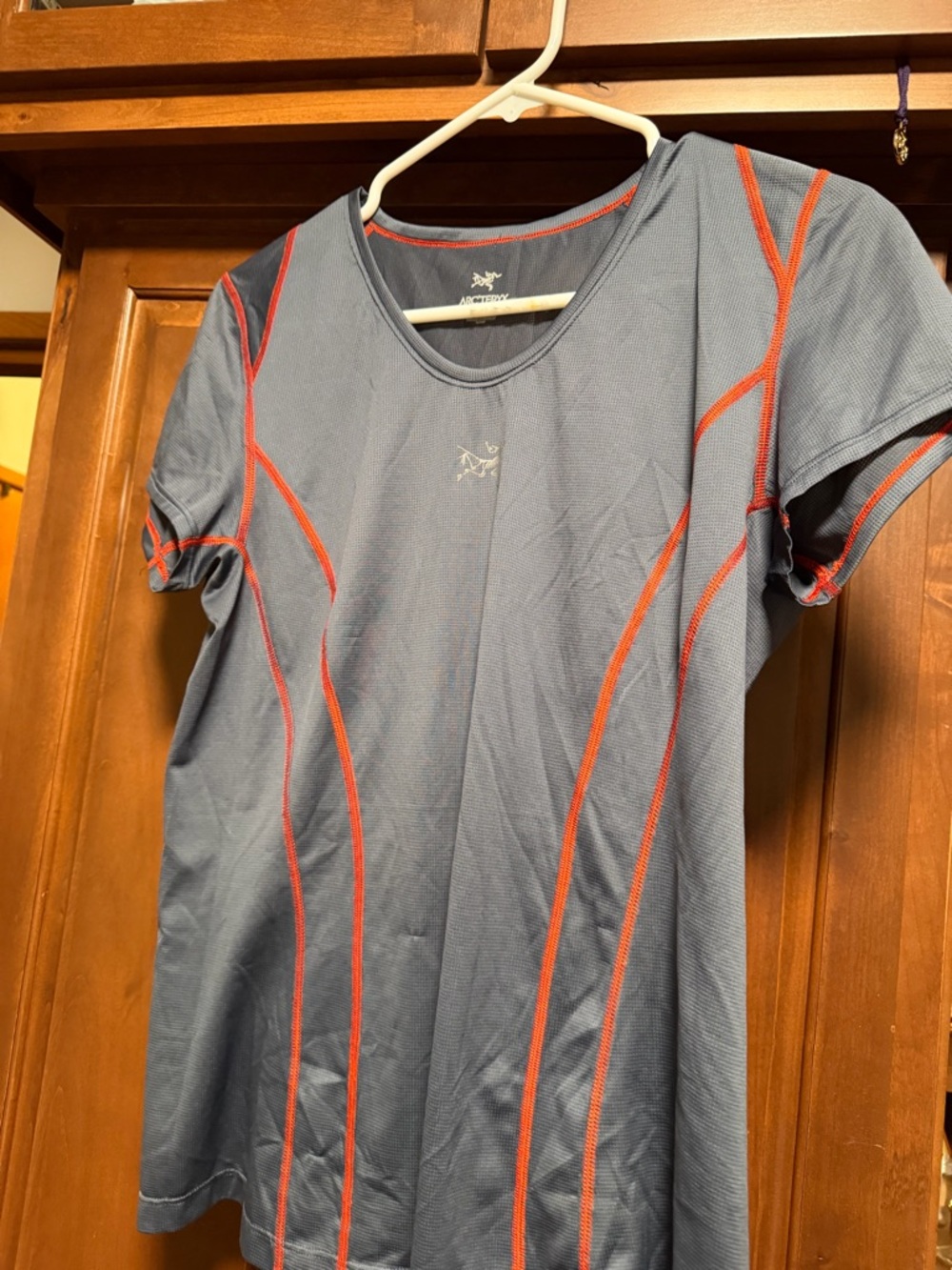 Arc'teryx Slate Blue Tee with Red Stitching